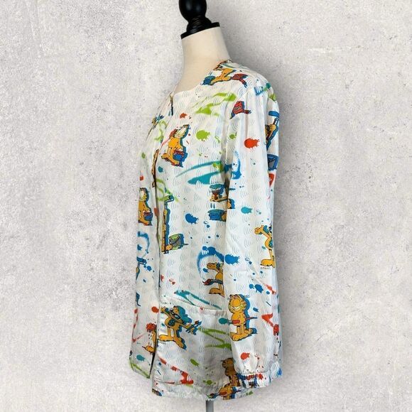 Vintage Garfield Scrub Jacket Cherokee Brand Painter Artist Cartoon Size S - Picture 4 of 13
